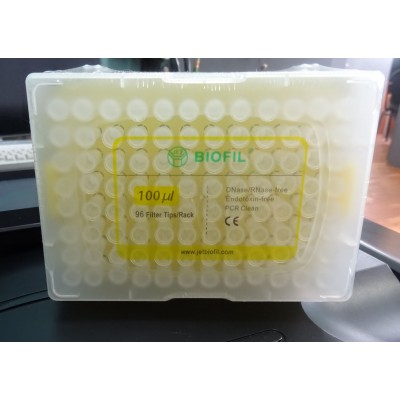 Наконечники для дозаторов 10-100 мкл, с фильтром, DNAse-RNAse-Free, стерильные, в штативе